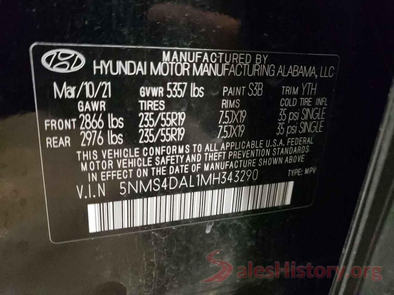 5NMS4DAL1MH343290 2021 HYUNDAI SANTA FE