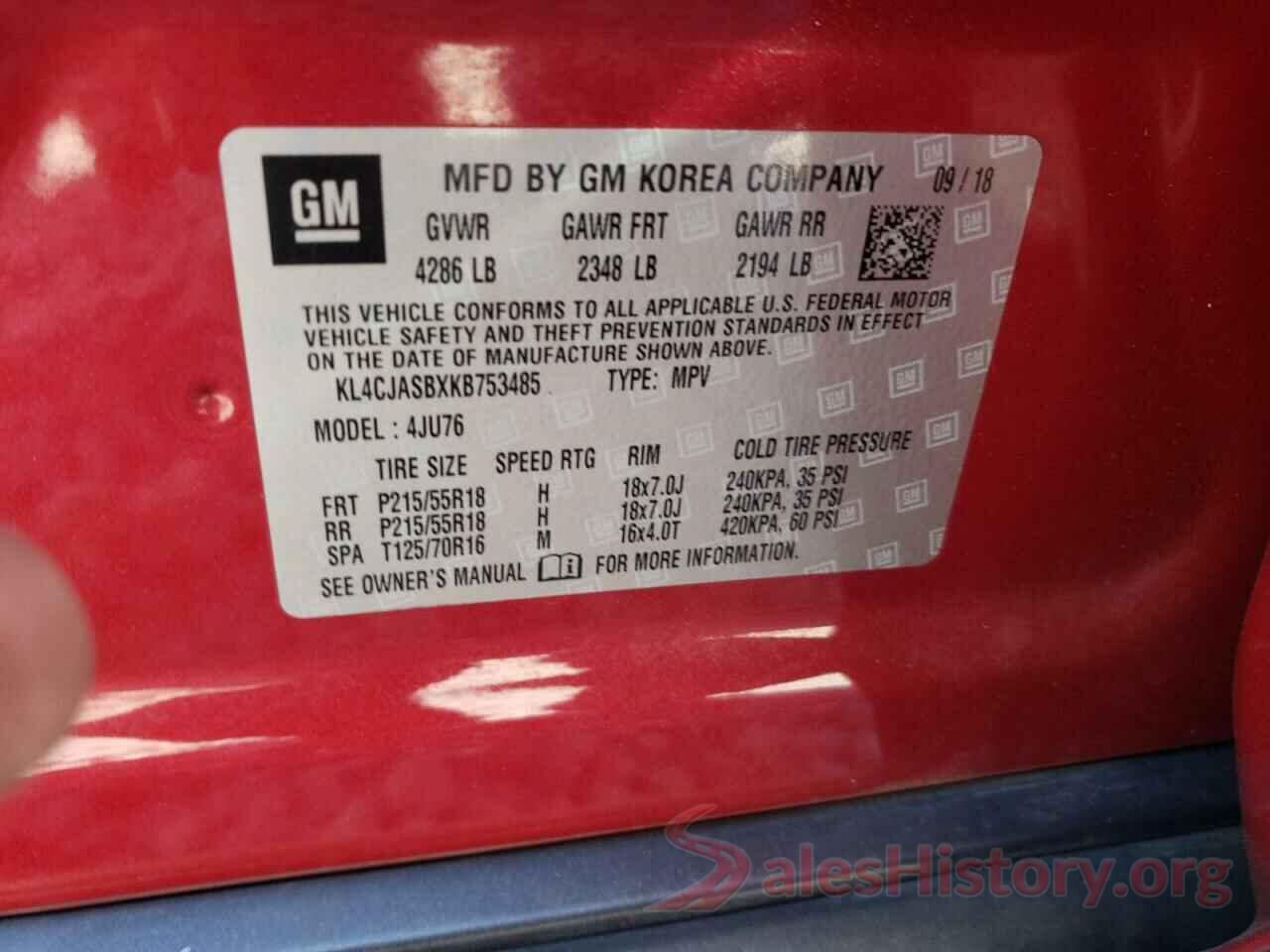 KL4CJASBXKB753485 2019 BUICK ENCORE