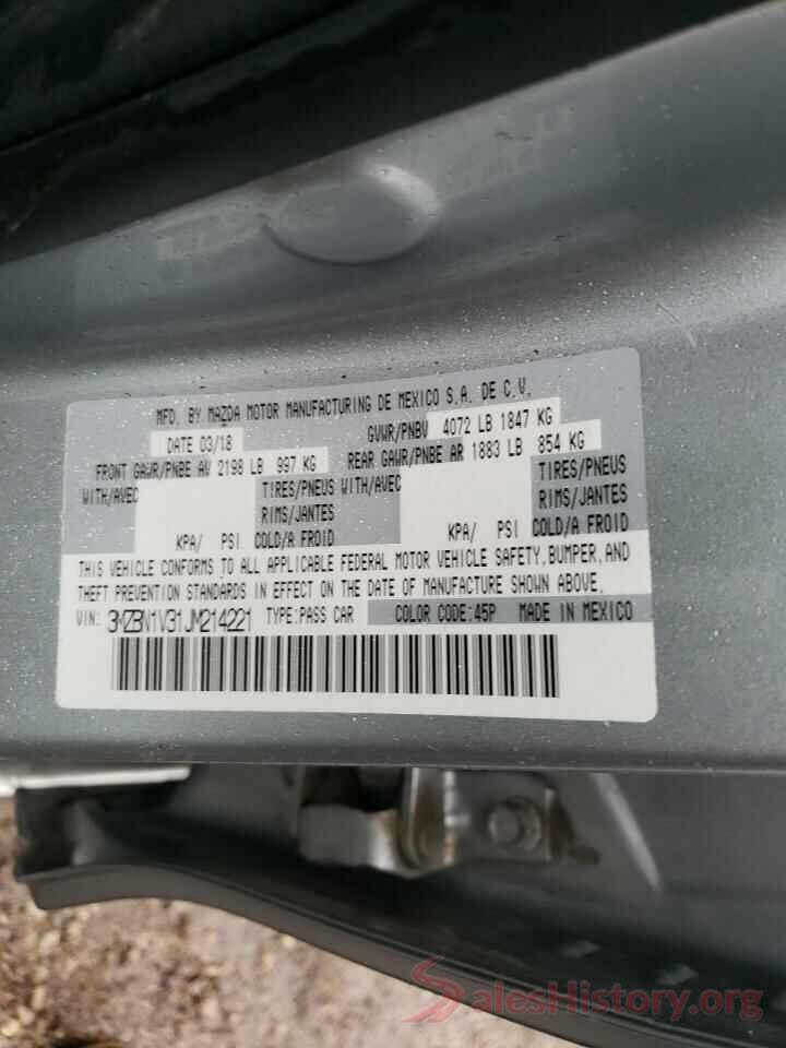 3MZBN1V31JM214221 2018 MAZDA 3