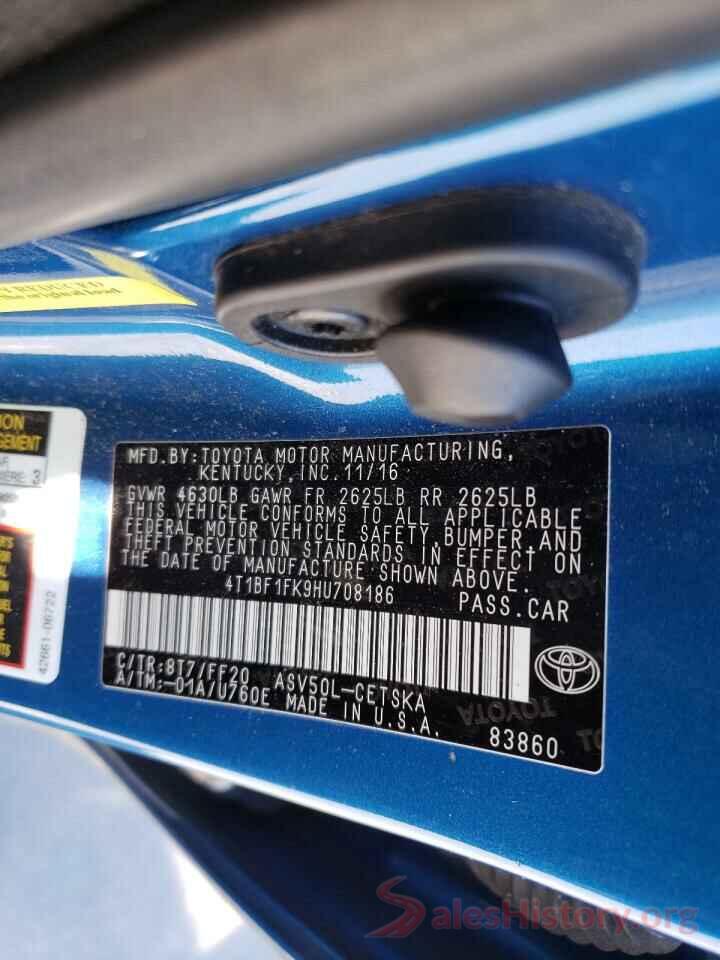 4T1BF1FK9HU708186 2017 TOYOTA CAMRY