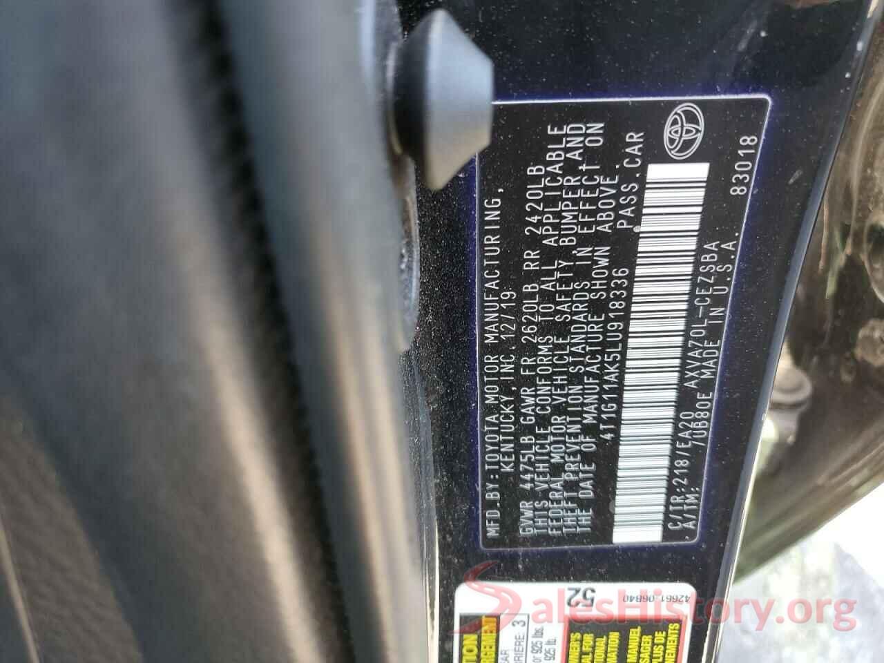 4T1G11AK5LU918336 2020 TOYOTA CAMRY