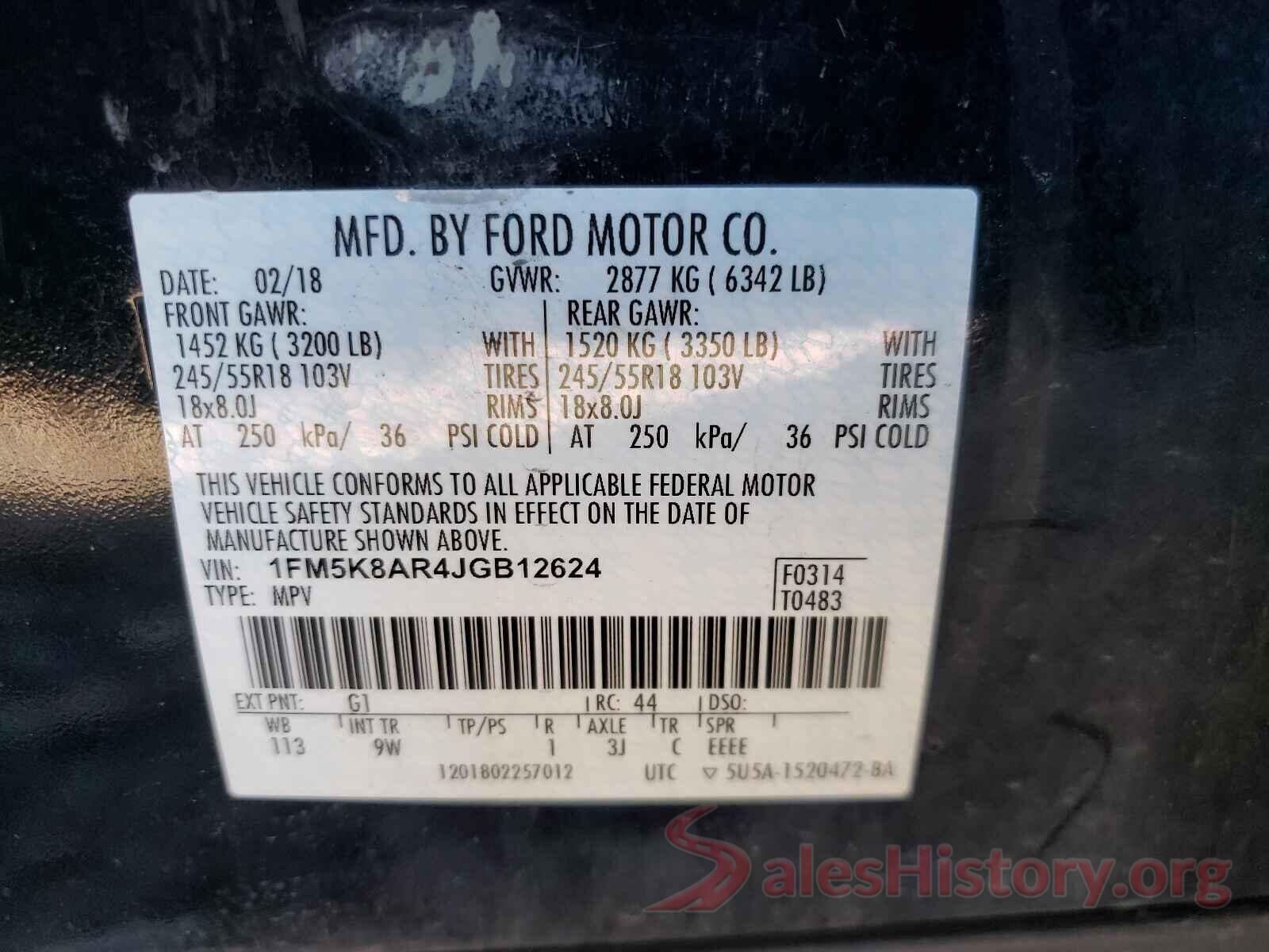 1FM5K8AR4JGB12624 2018 FORD EXPLORER