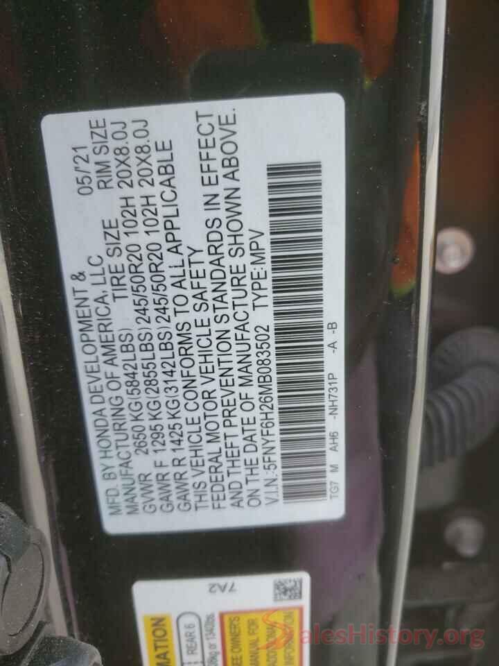 5FNYF6H26MB083502 2021 HONDA PILOT