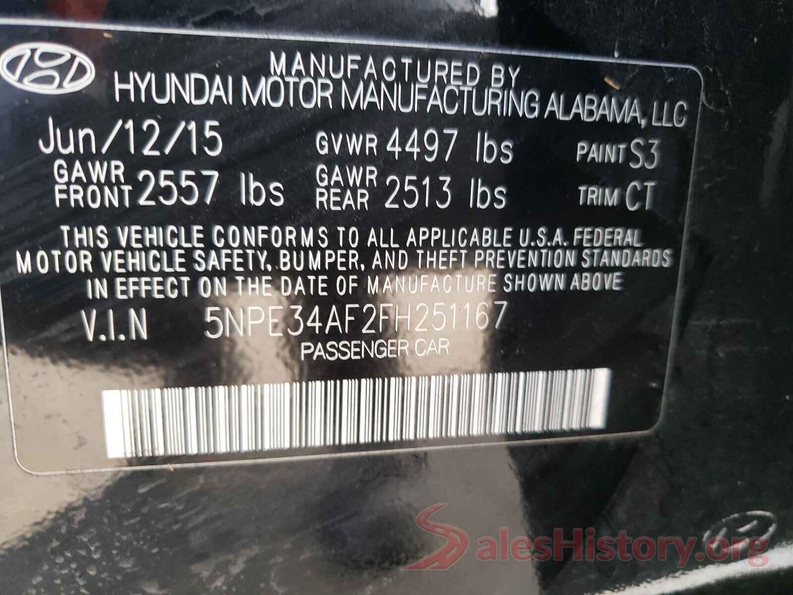 5NPE34AF2FH251167 2015 HYUNDAI SONATA