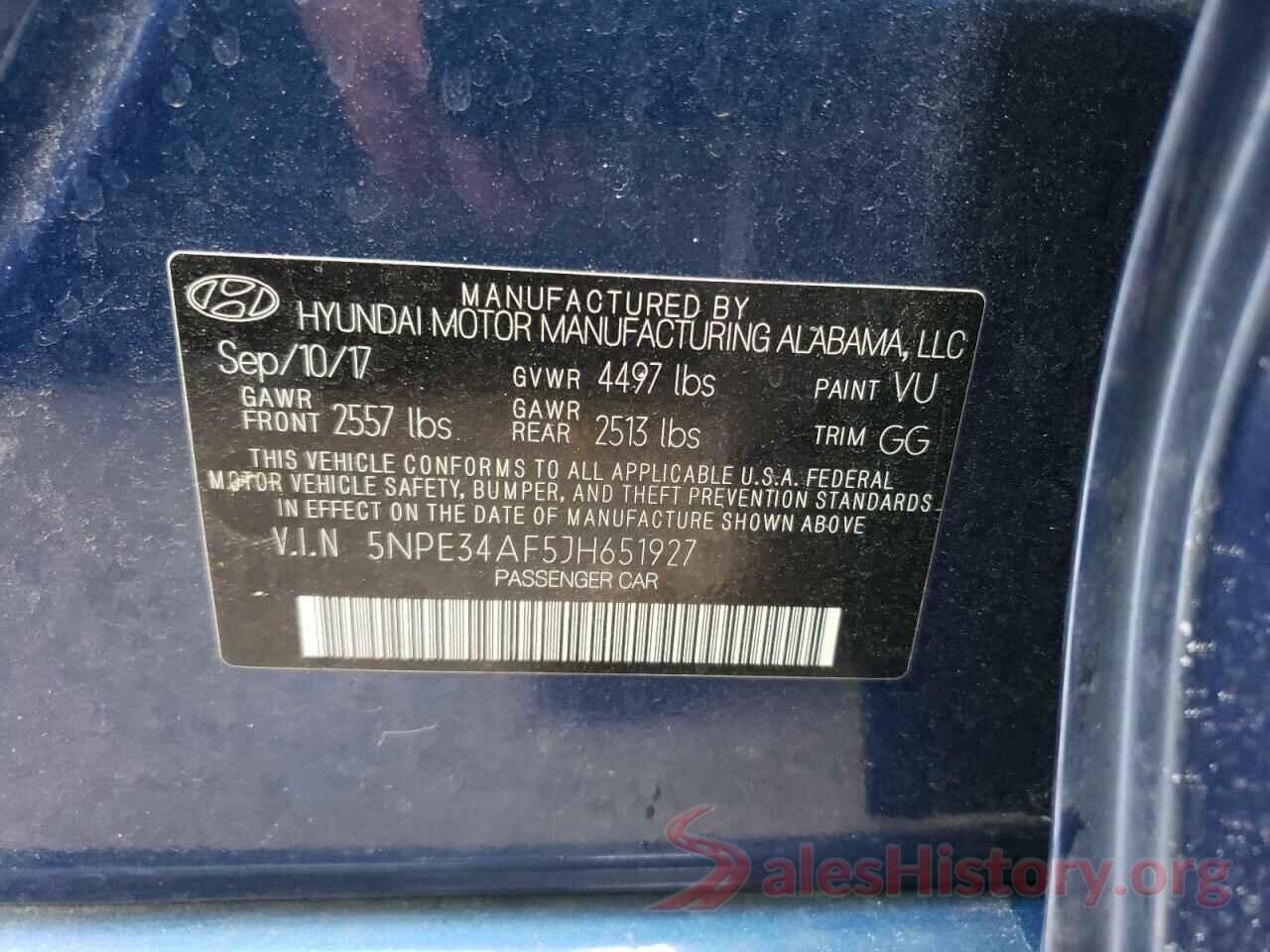 5NPE34AF5JH651927 2018 HYUNDAI SONATA