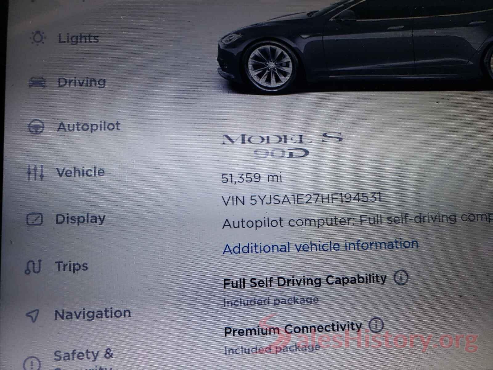 5YJSA1E27HF194531 2017 TESLA MODEL S