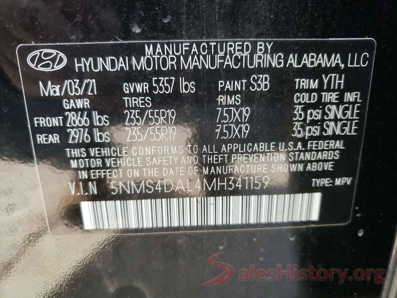 5NMS4DAL4MH341159 2021 HYUNDAI SANTA FE