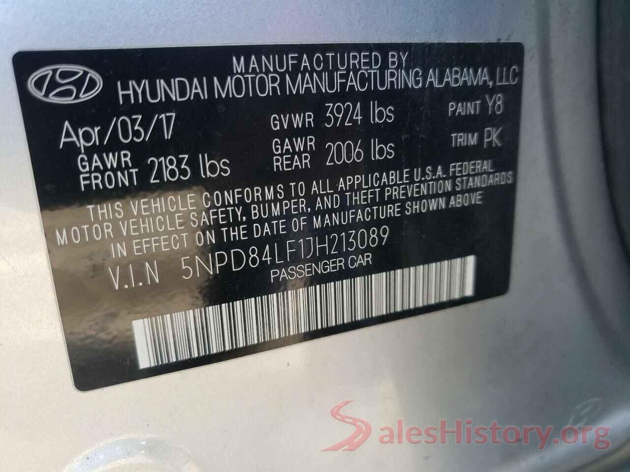 5NPD84LF1JH213089 2018 HYUNDAI ELANTRA