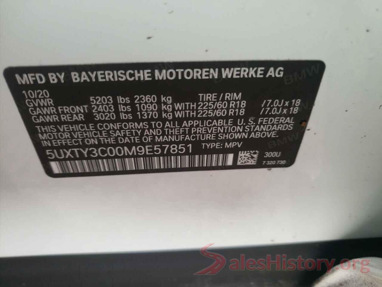 5UXTY3C00M9E57851 2021 BMW X3