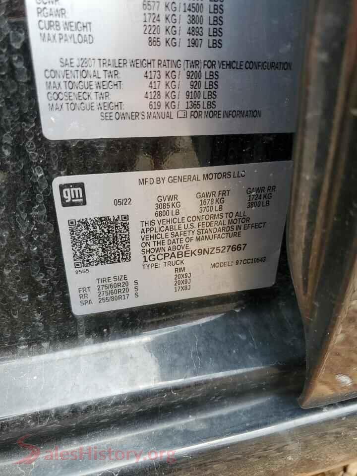 2022 CHEVROLET ALL Models VIN 1GCPABEK9NZ527667, wheel and tire