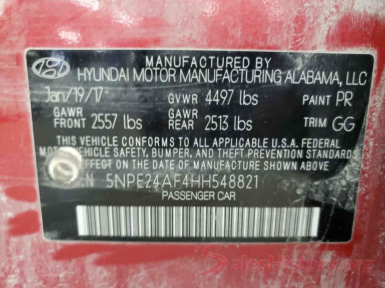 5NPE24AF4HH548821 2017 HYUNDAI SONATA