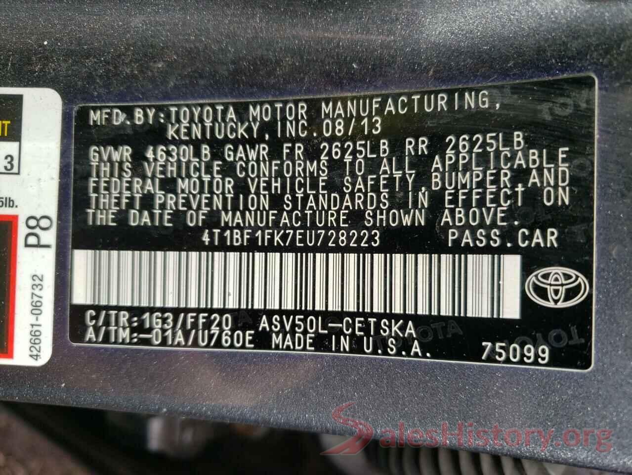 4T1BF1FK7EU728223 2014 TOYOTA CAMRY