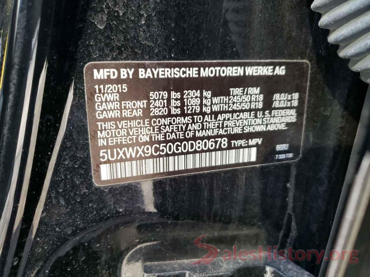 5UXWX9C50G0D80678 2016 BMW X3