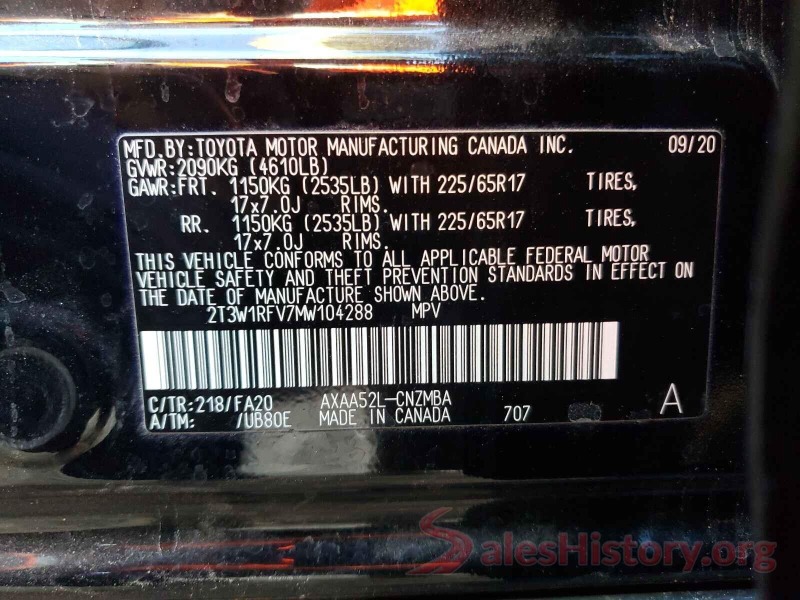 2T3W1RFV7MW104288 2021 TOYOTA RAV4