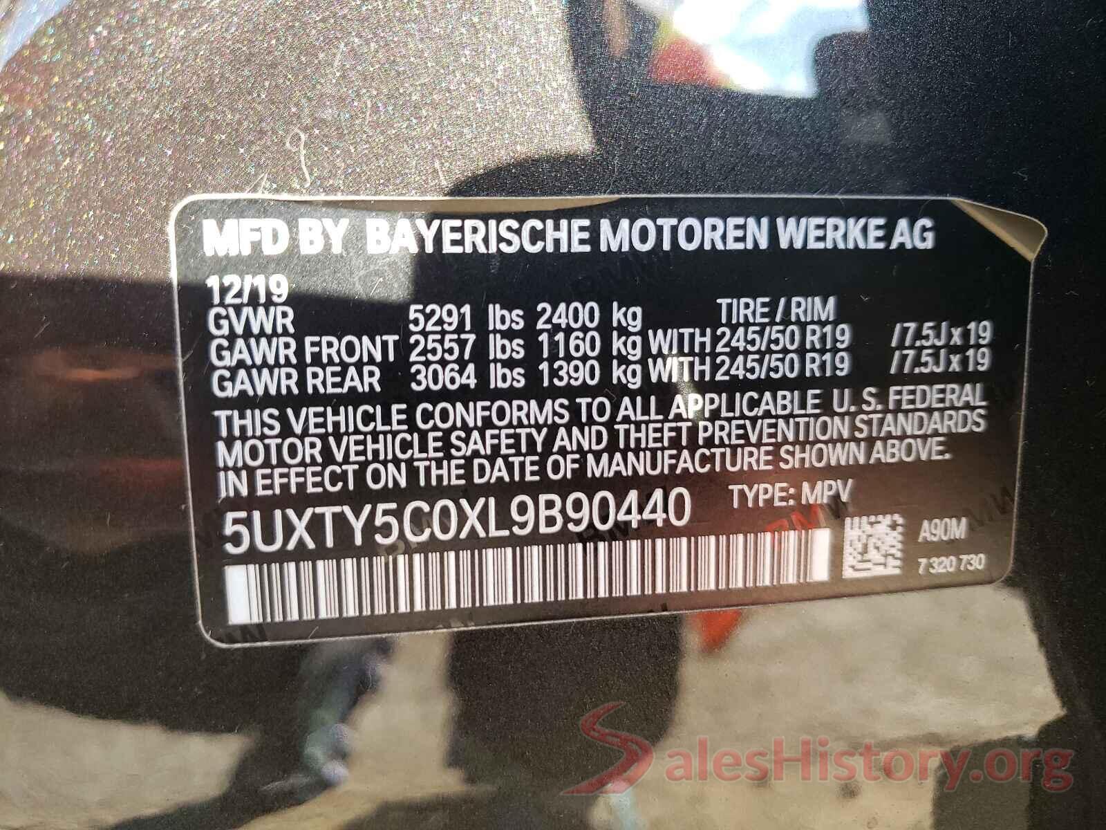 5UXTY5C0XL9B90440 2020 BMW X3