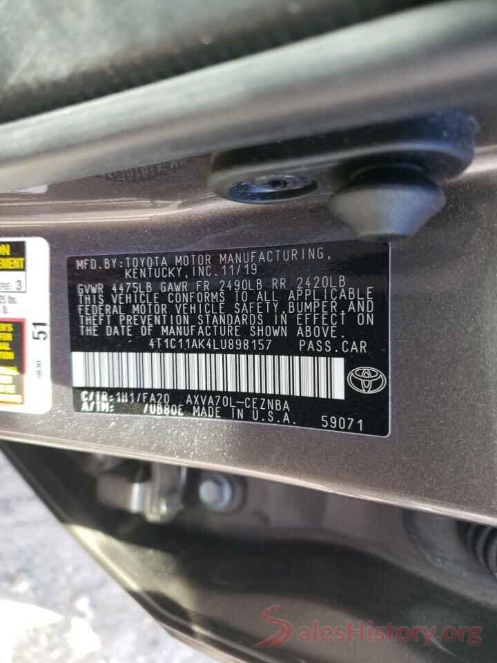 4T1C11AK4LU898157 2020 TOYOTA CAMRY