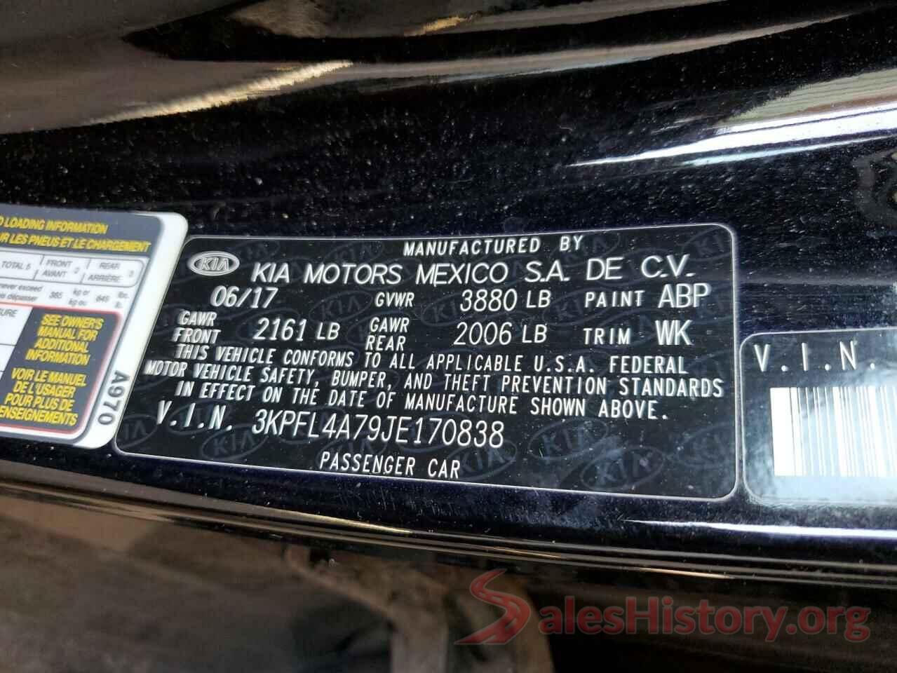 3KPFL4A79JE170838 2018 KIA FORTE