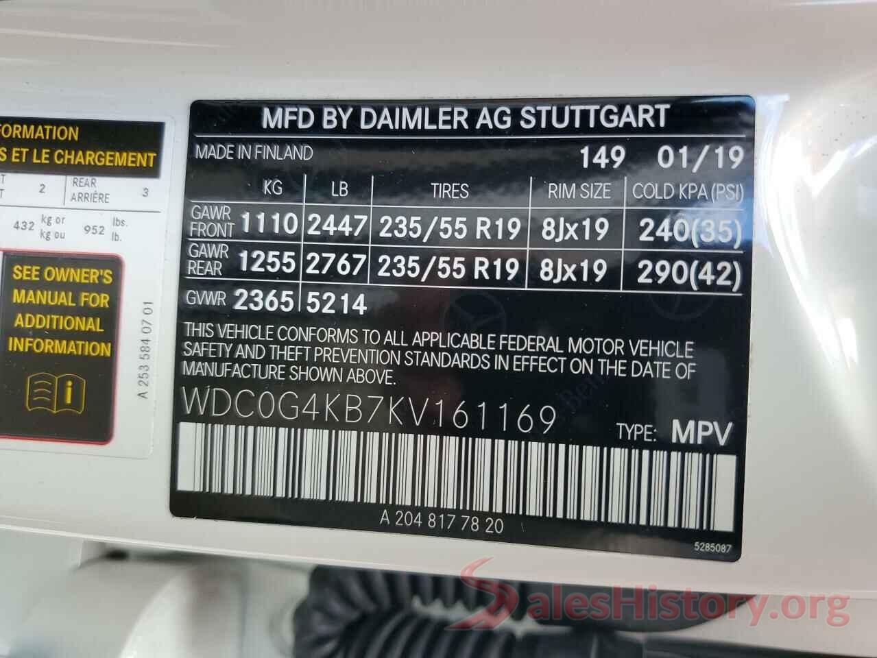 WDC0G4KB7KV161169 2019 MERCEDES-BENZ GLC-CLASS