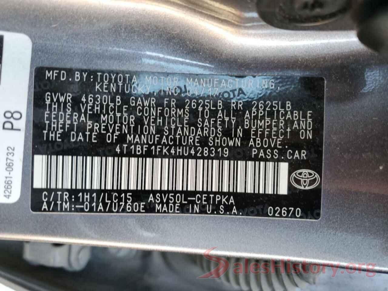 4T1BF1FK4HU428319 2017 TOYOTA CAMRY