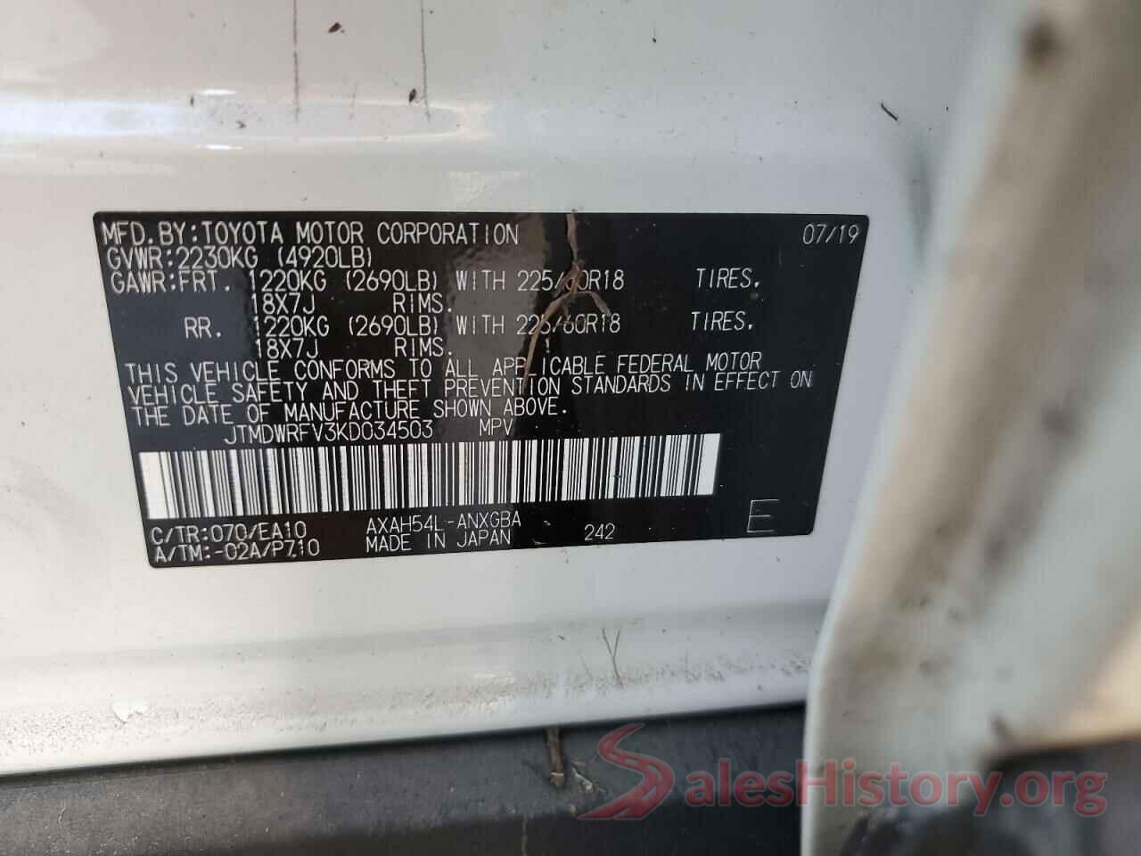 JTMDWRFV3KD034503 2019 TOYOTA RAV4