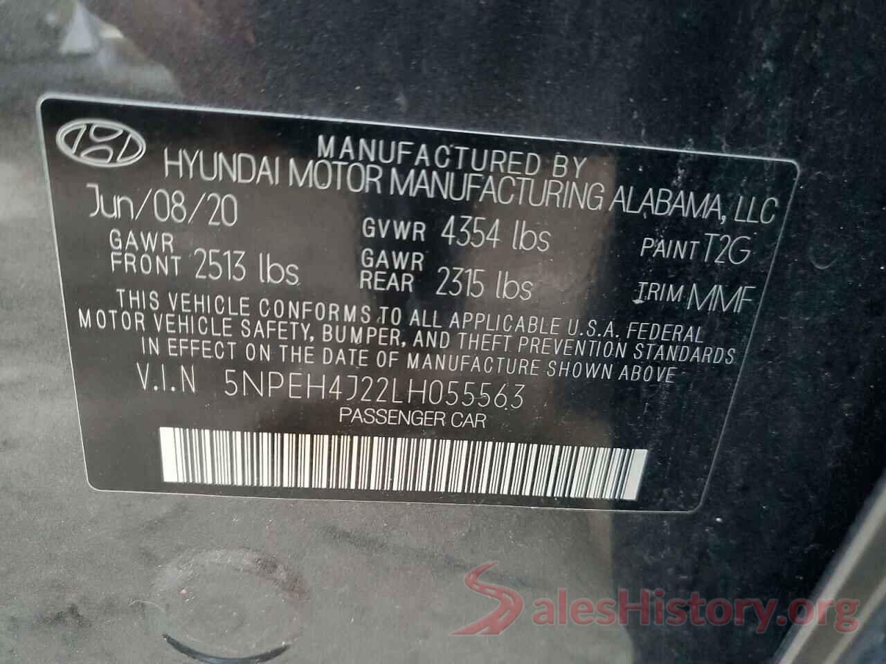 5NPEH4J22LH055563 2020 HYUNDAI SONATA