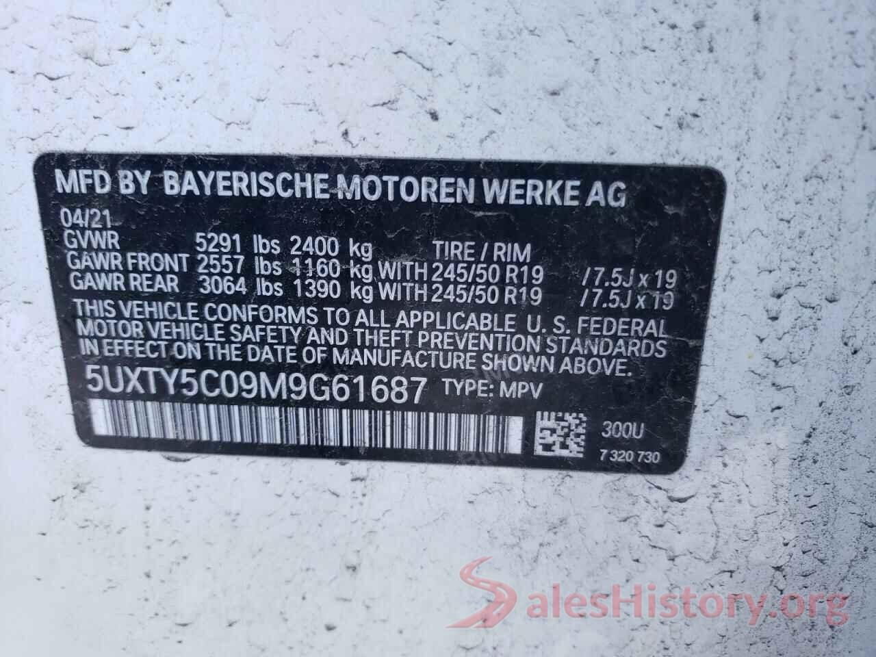 5UXTY5C09M9G61687 2021 BMW X3