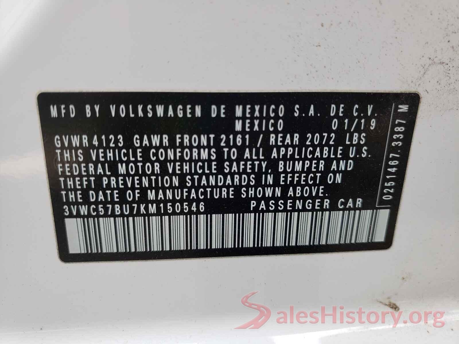 3VWC57BU7KM150546 2019 VOLKSWAGEN JETTA