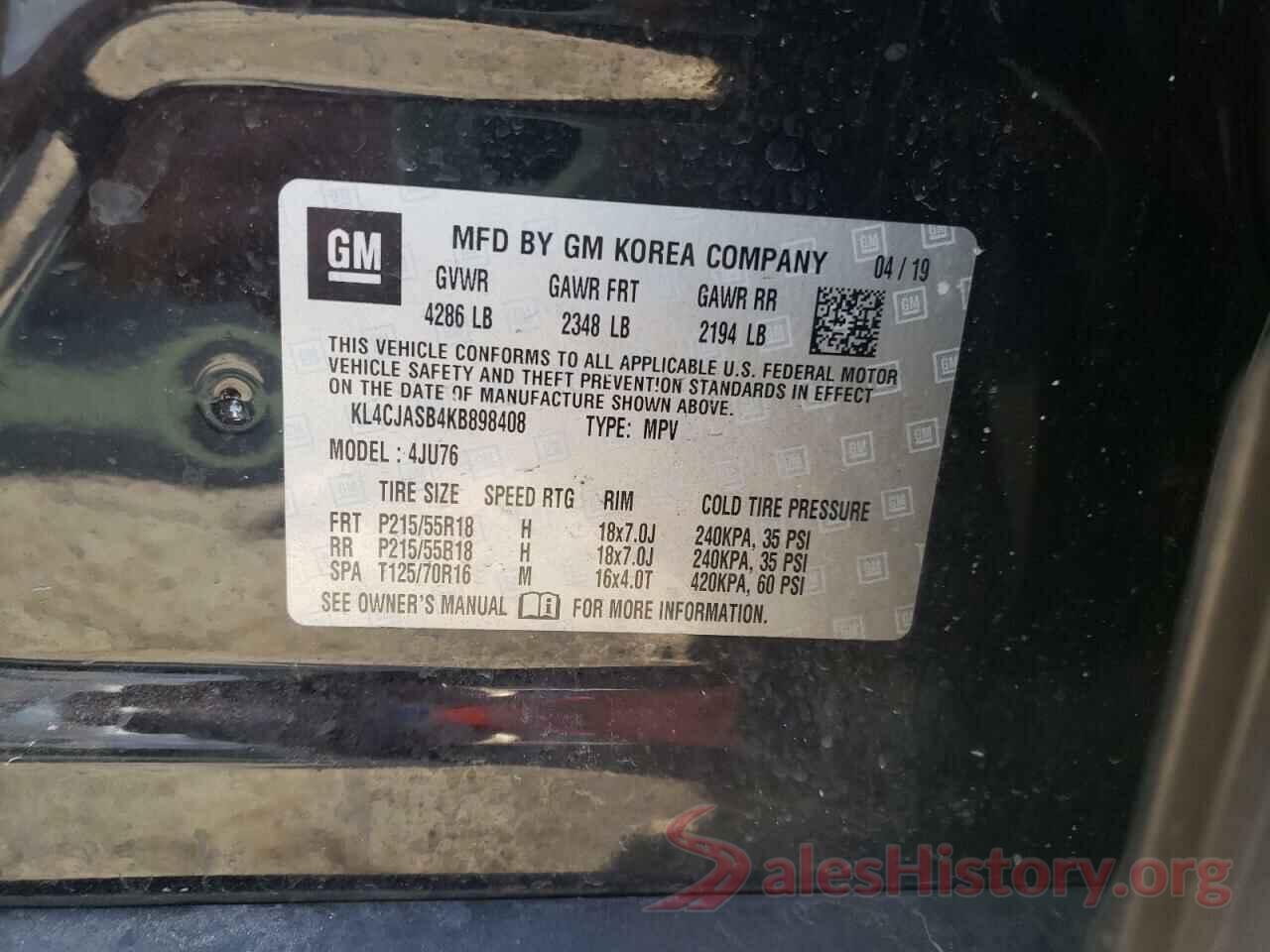 KL4CJASB4KB898408 2019 BUICK ENCORE