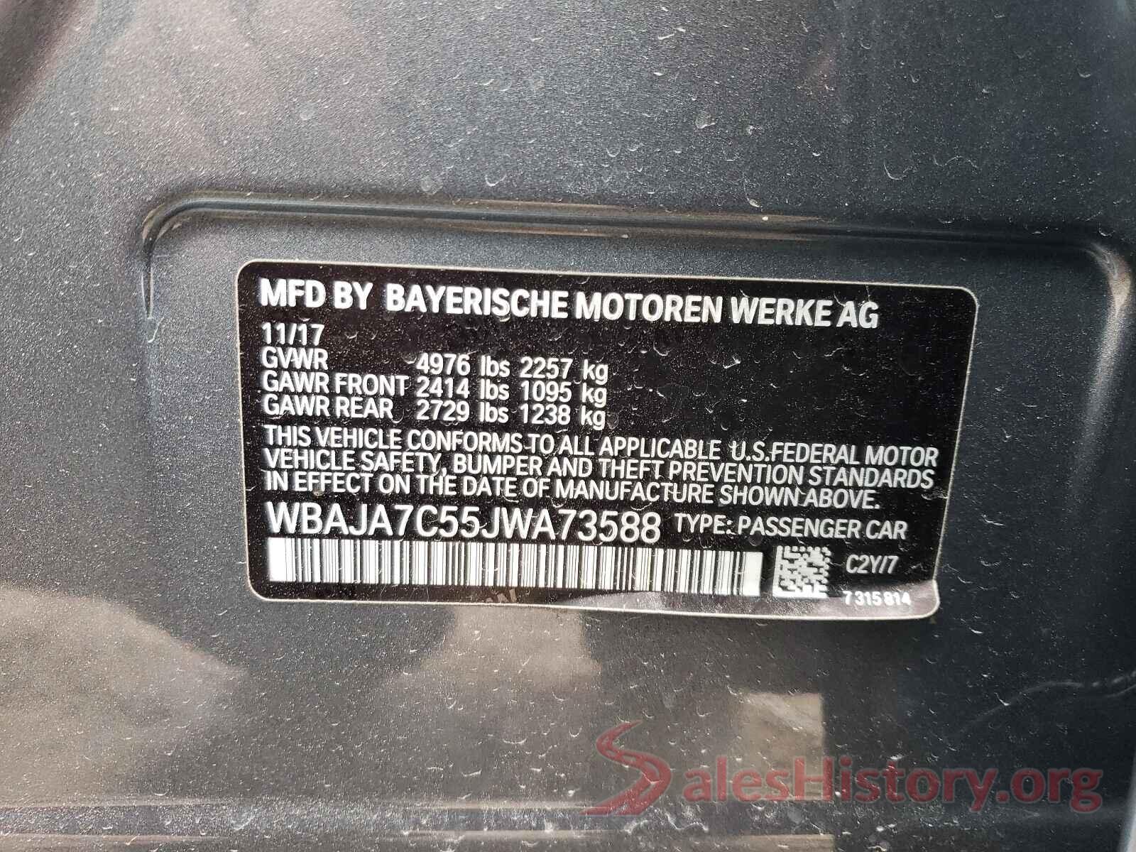 WBAJA7C55JWA73588 2018 BMW 5 SERIES