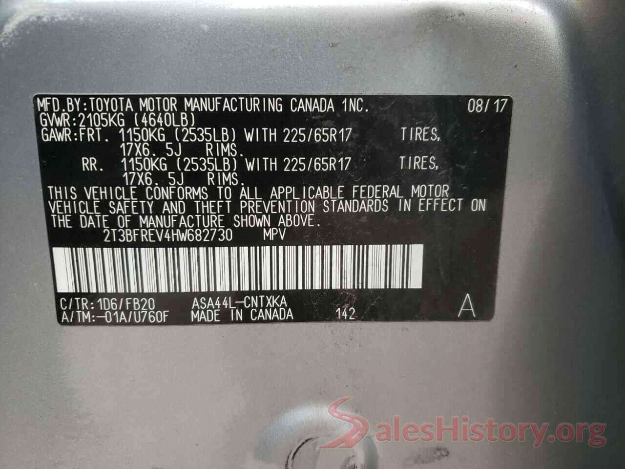 2T3BFREV4HW682730 2017 TOYOTA RAV4