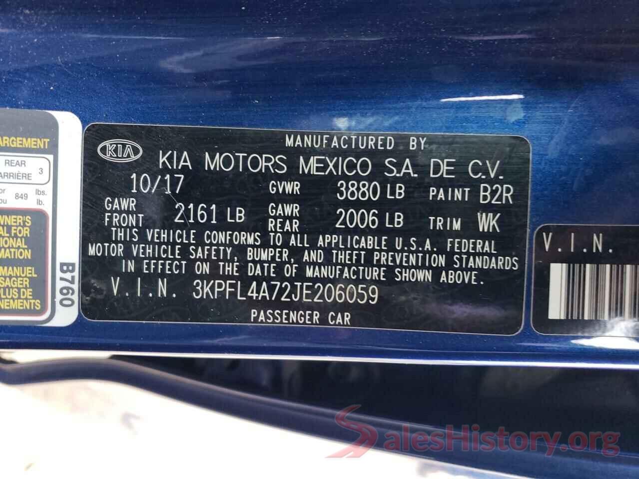 3KPFL4A72JE206059 2018 KIA FORTE