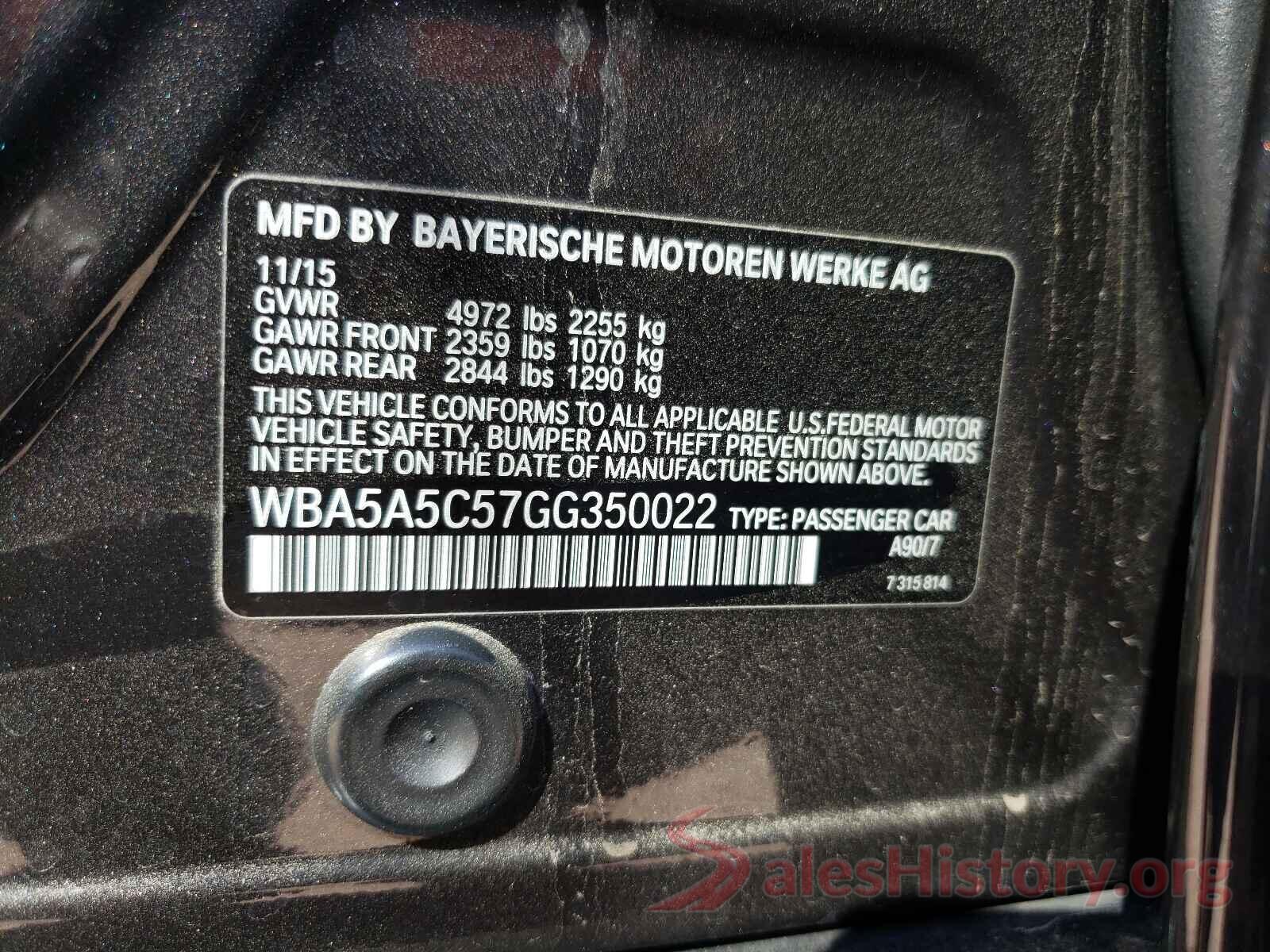 WBA5A5C57GG350022 2016 BMW 5 SERIES
