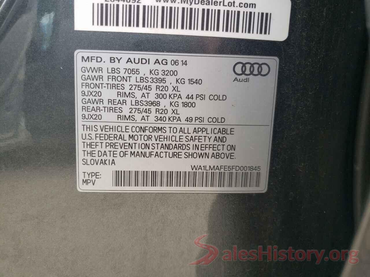 WA1LMAFE5FD001845 2015 AUDI Q7