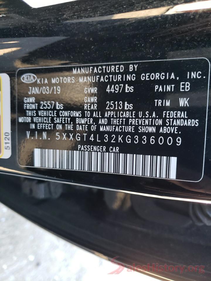 5XXGT4L32KG336009 2019 KIA OPTIMA