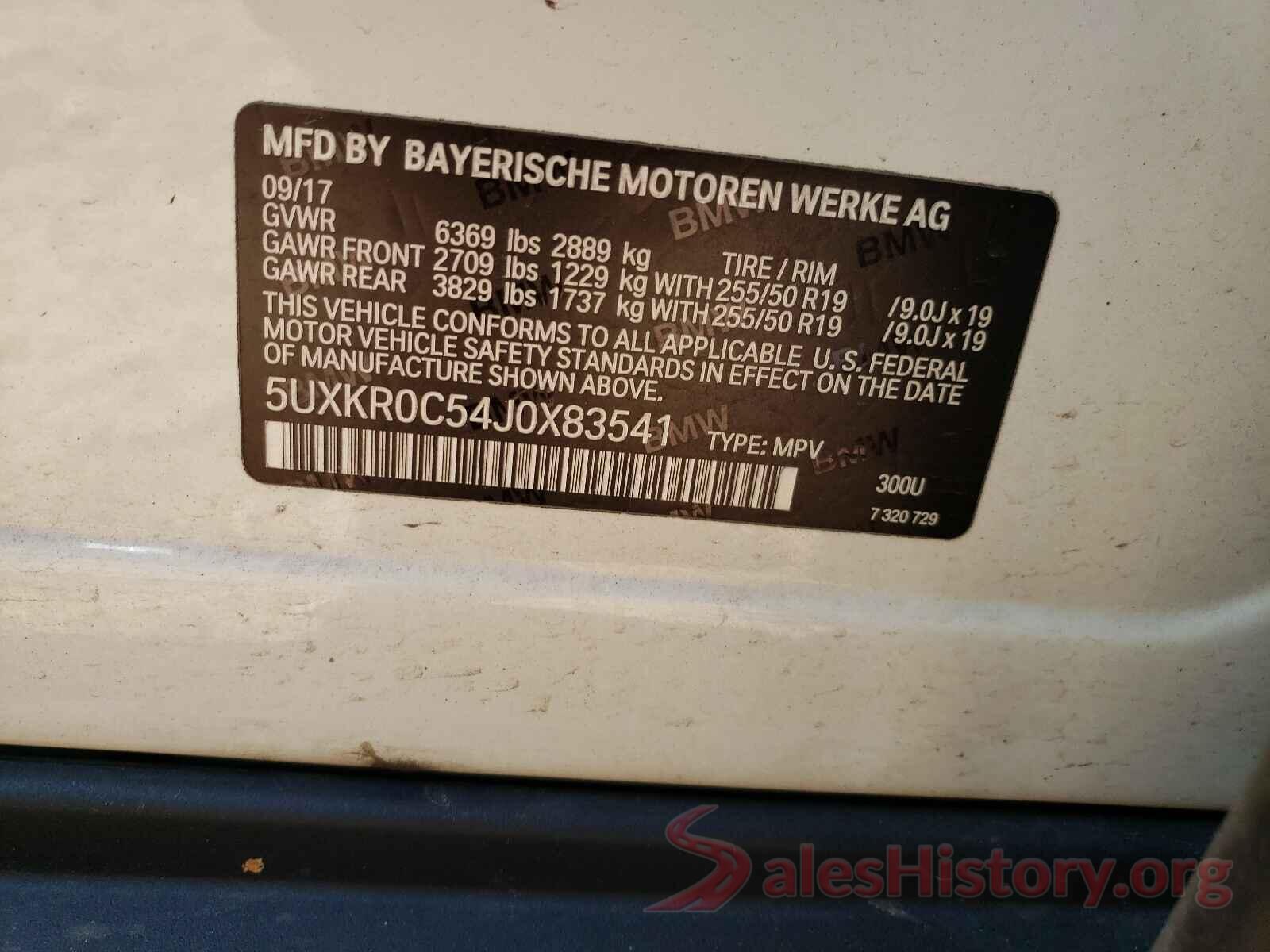 5UXKR0C54J0X83541 2018 BMW X5