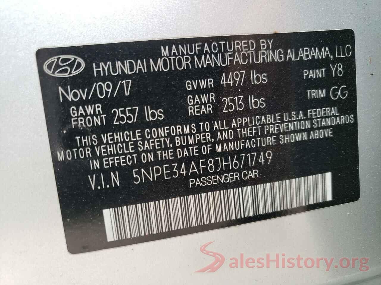 5NPE34AF8JH671749 2018 HYUNDAI SONATA