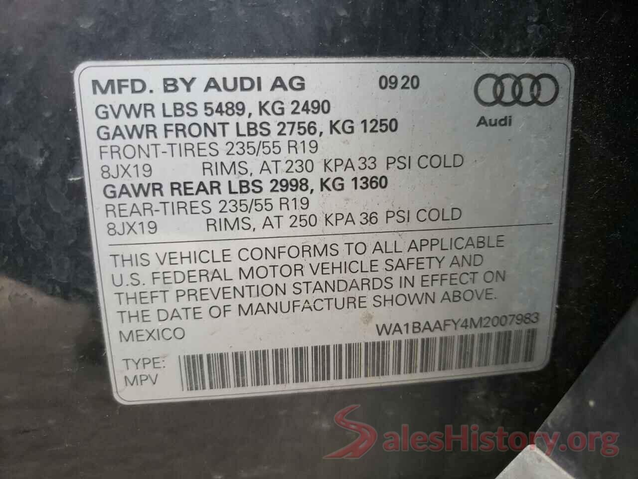 WA1BAAFY4M2007983 2021 AUDI Q5