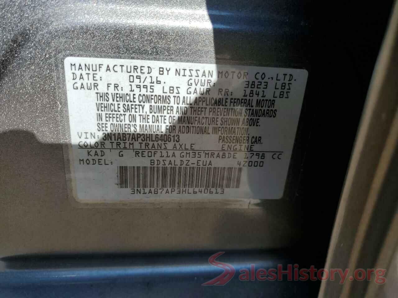 3N1AB7AP3HL640613 2017 NISSAN SENTRA