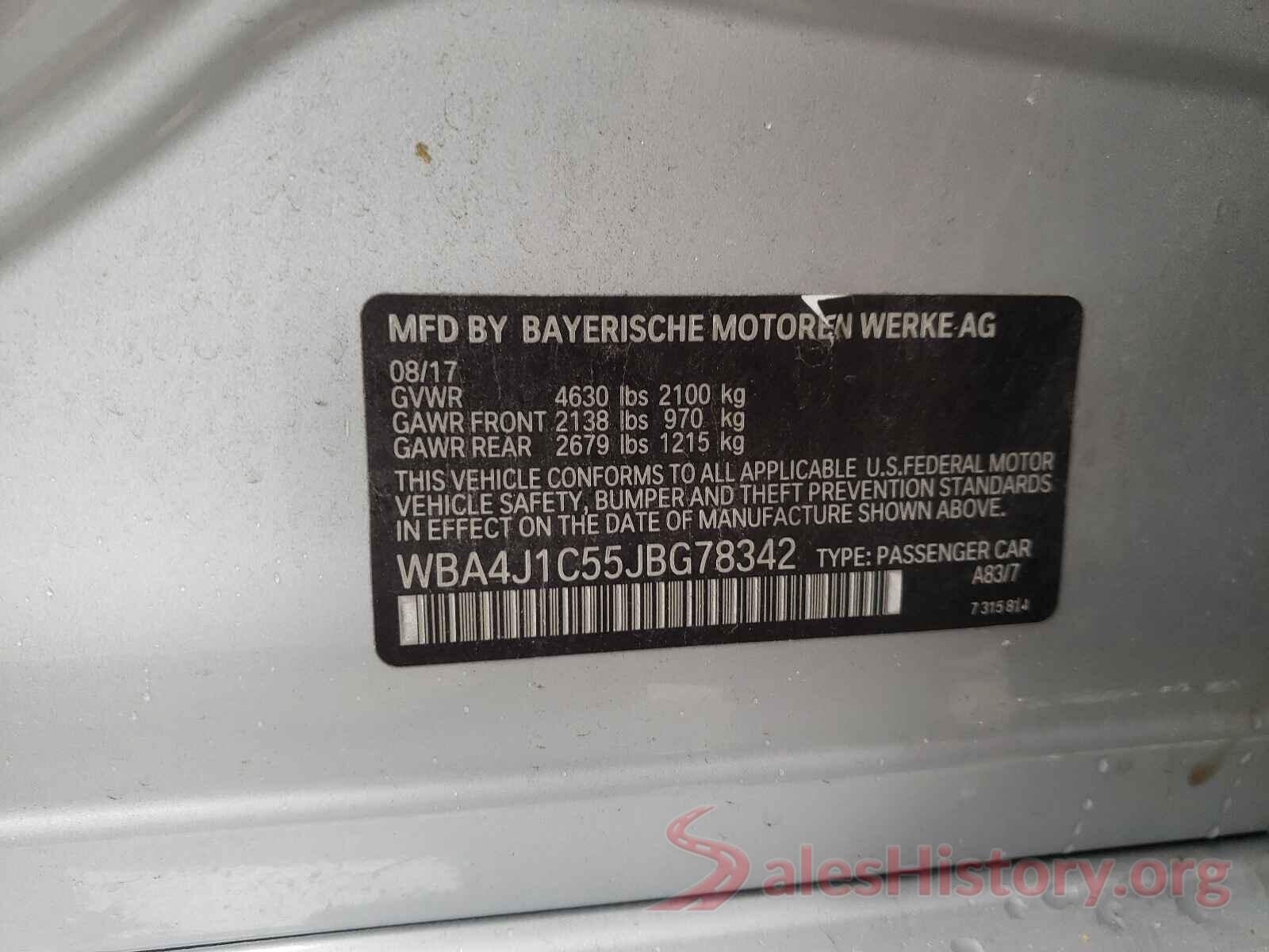 WBA4J1C55JBG78342 2018 BMW 4 SERIES