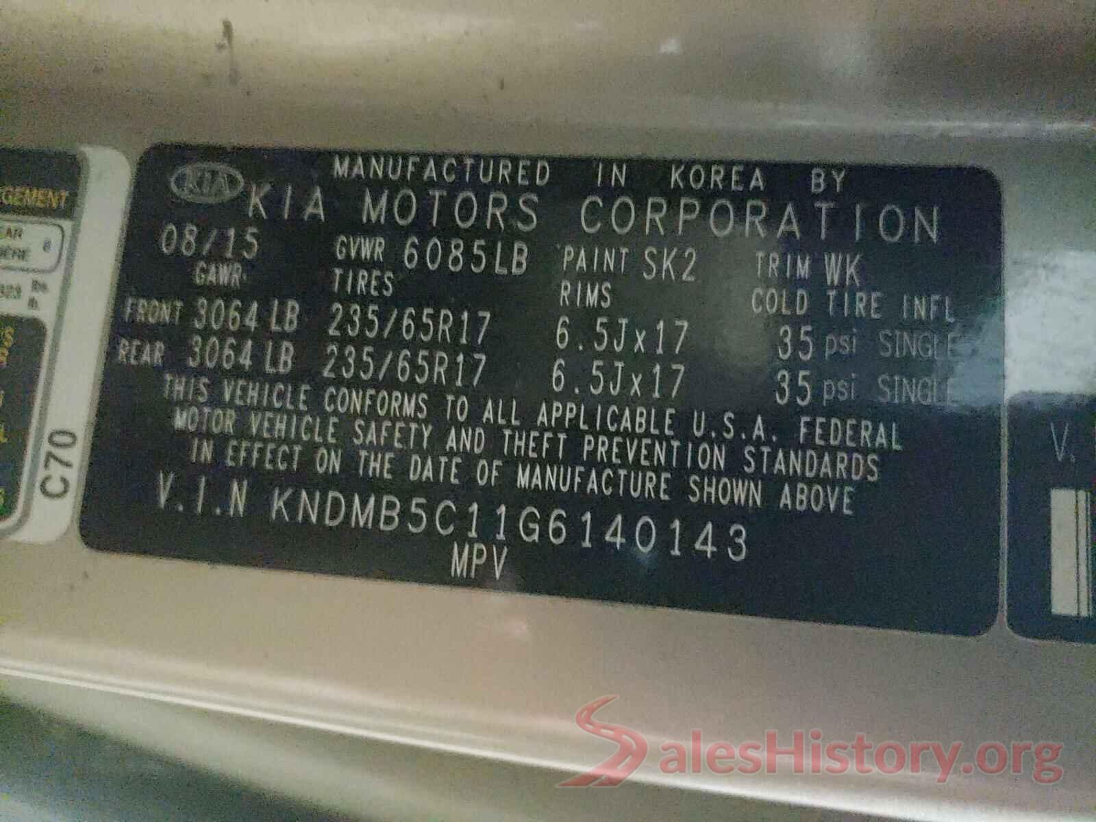 KNDMB5C11G6140143 2016 KIA SEDONA