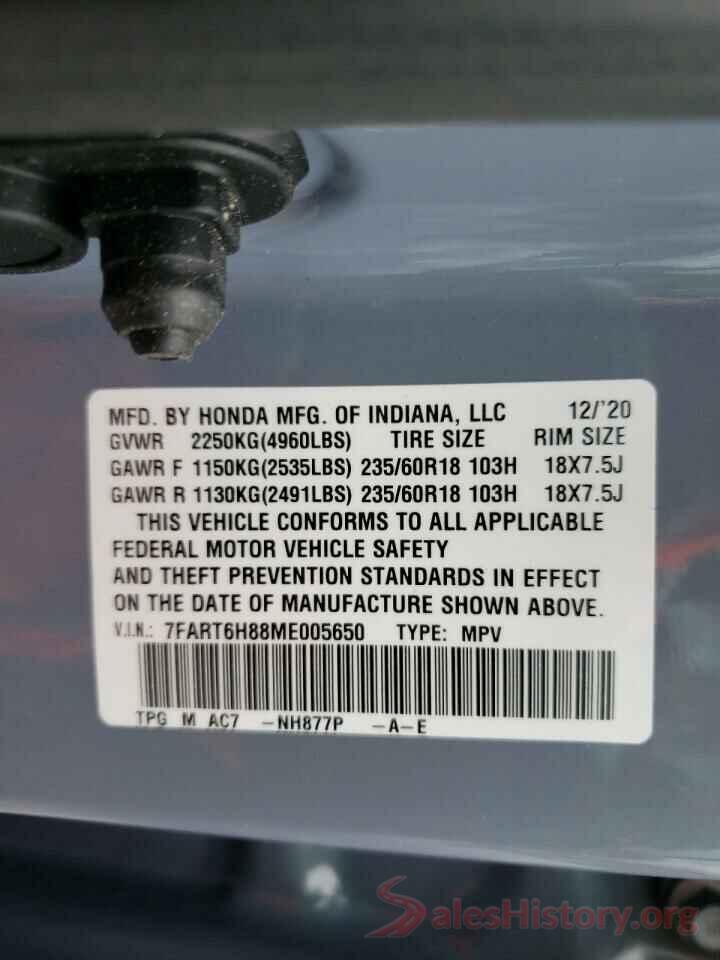 7FART6H88ME005650 2021 HONDA CRV