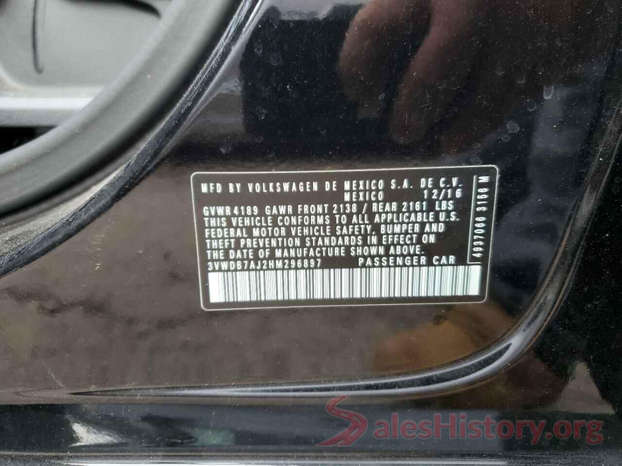 3VWDB7AJ2HM296897 2017 VOLKSWAGEN JETTA