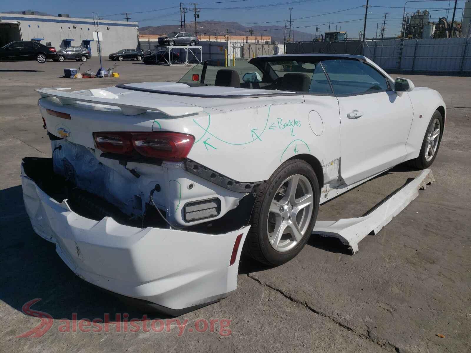 2019 CHEVROLET CAMARO VIN 1G1FB3DX7K0142922, rear 3/4 view