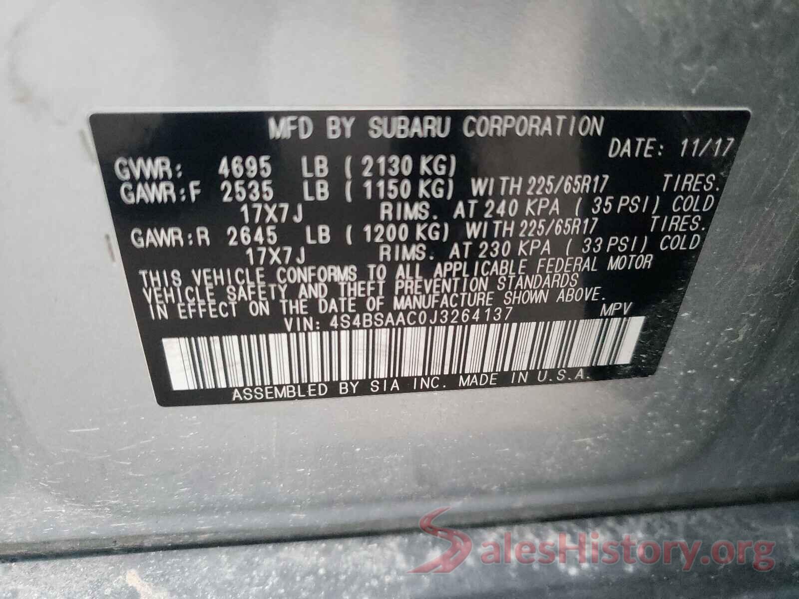 4S4BSAAC0J3264137 2018 SUBARU OUTBACK