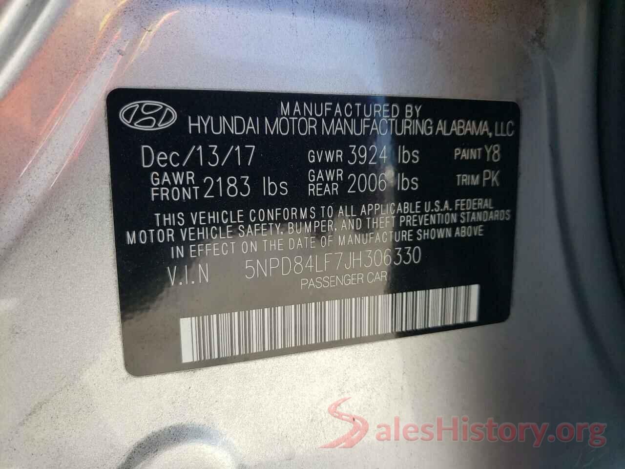 5NPD84LF7JH306330 2018 HYUNDAI ELANTRA