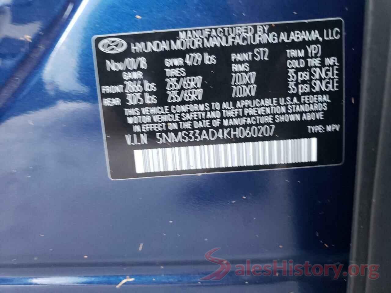 5NMS33AD4KH060207 2019 HYUNDAI SANTA FE