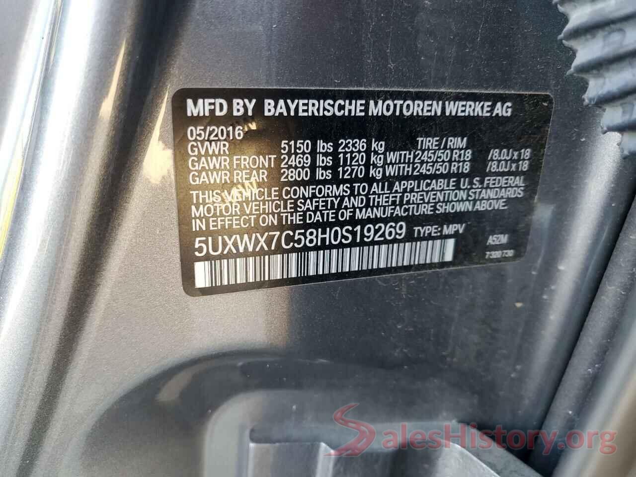 5UXWX7C58H0S19269 2017 BMW X3