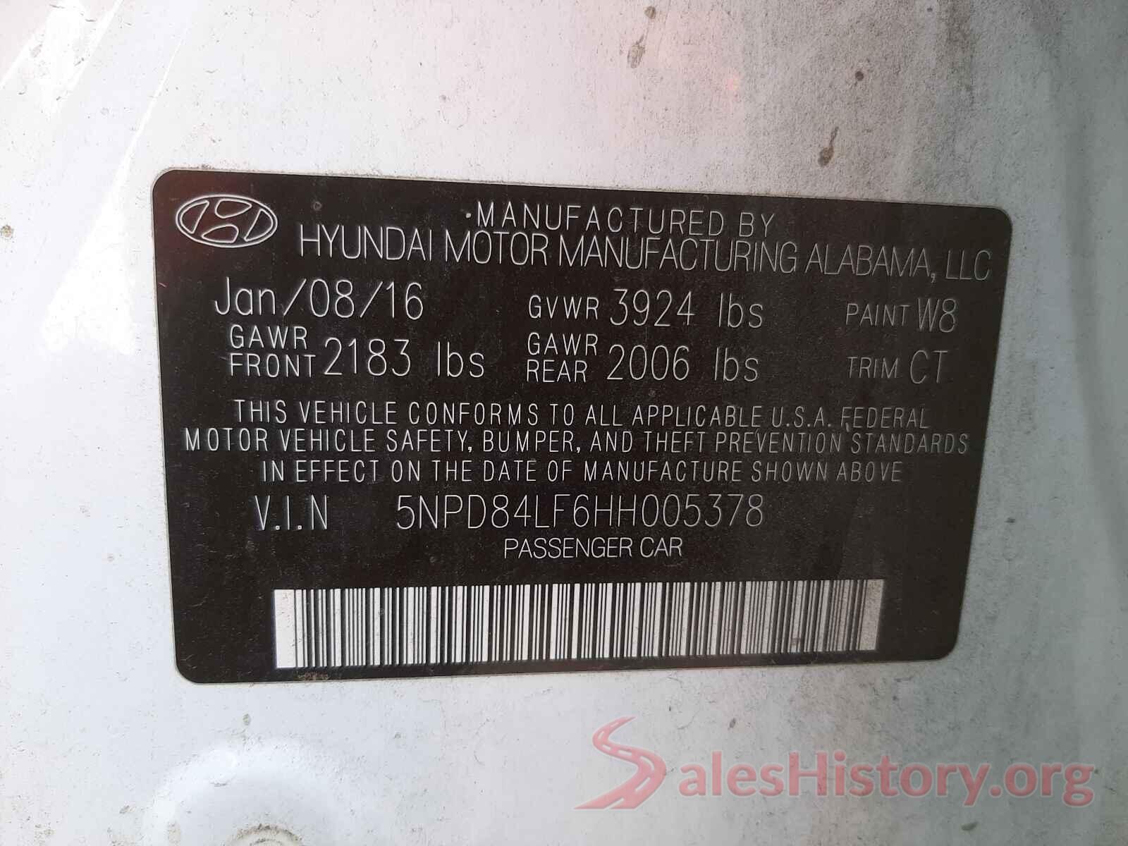 5NPD84LF6HH005378 2017 HYUNDAI ELANTRA