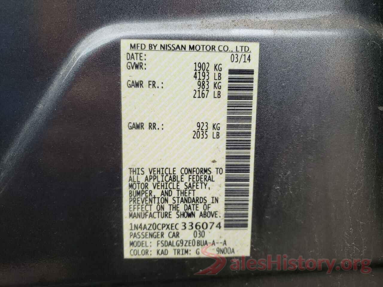 1N4AZ0CPXEC336074 2014 NISSAN LEAF