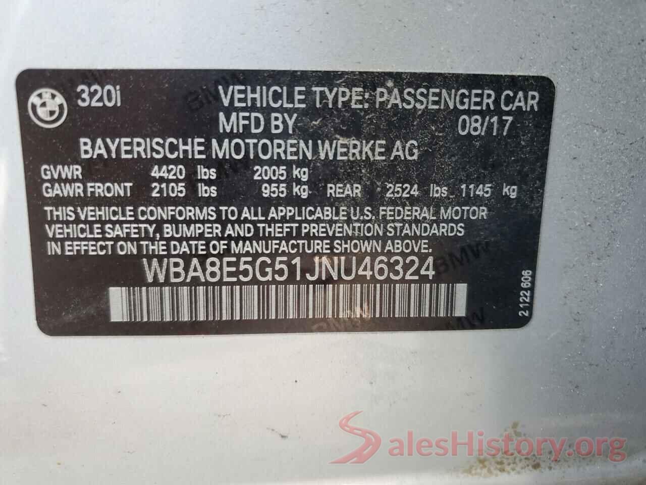 WBA8E5G51JNU46324 2018 BMW 3 SERIES